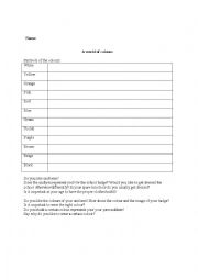 English Worksheet: A world of colours