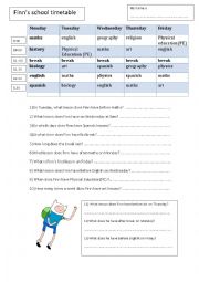 English Worksheet: finns timetable