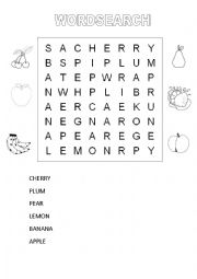 Fruits Wordsearch