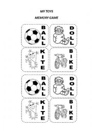 English Worksheet: My toys - Memory Game