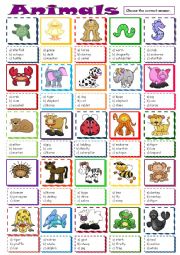 English Worksheet: Animals *** multiple choice ***