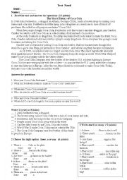 English Worksheet: The Short History of Coca-Cola