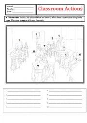 English Worksheet: IDENTIFICATION OF CLASSROOM COMMANDS. (I DREW THE PICTURES) WITH ANSWERS