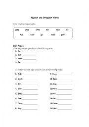 English Worksheet: Regular and Irregular Verbs