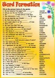 English Worksheet: Word Formation