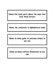 English Worksheet: Name as many...