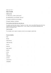 English Worksheet: Interviews, Answering Questions, and Describing Your Personality