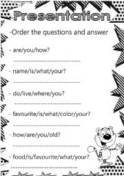 English Worksheet: Personal information (questions)