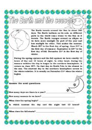 English Worksheet: The seasons reading and comprehension