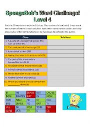 English Worksheet: SpongeBobs Word Challenge, Level 4