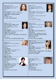 English Worksheet: Famous people information cards