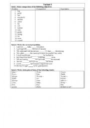 English Worksheet: grammar test  revision 