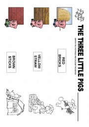 English Worksheet: THREE LITTLE PIGS MATERIALS AND COLOURS
