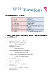 English Worksheet: WH questions