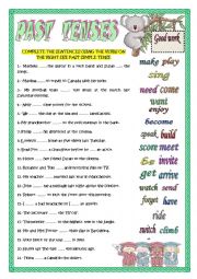 English Worksheet: PAST SIMPLE TENSE