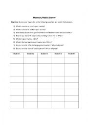 English Worksheet: Manners and Habits Class Mixer