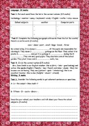 English Worksheet: 7th form end of term test 3 part 2