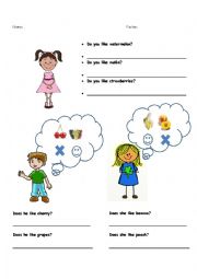 English Worksheet: Like and Dont Like