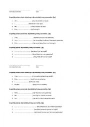 English Worksheet: short test on regular verbs