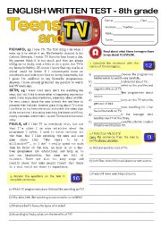 TEENS & TV (8th form TEST) key included