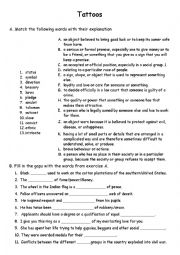 English Worksheet: Tattoos