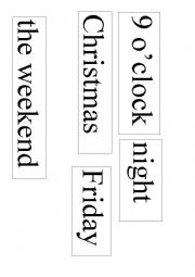 Prepositions of time and phrases to go with them