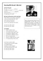 English Worksheet: DANCING WITH MYSELF Billy Idol