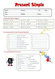 English Worksheet: Present Simple