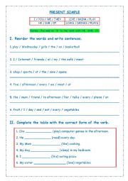 English Worksheet: FOOD AND PRESENT SIMPLE