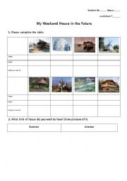 English Worksheet: My Weekend House in the Future
