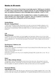 English Worksheet: Stories in 50 words