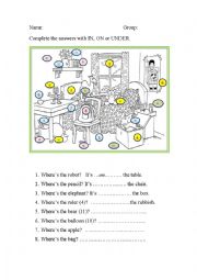 English Worksheet: Propositions of place