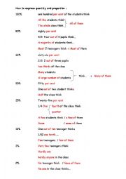 English Worksheet: quantities and proportions