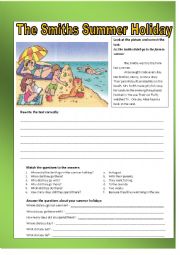 English Worksheet: Summer holiday