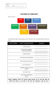 English Worksheet: BUILDING UP LANGUAGE