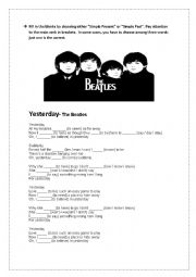 English Worksheet: Yesterday by The Beatles