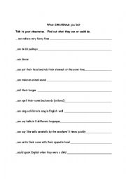 English Worksheet: Can/Could FSW