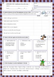 English Worksheet: listening test - Could you tell me the way? (30.05.13)