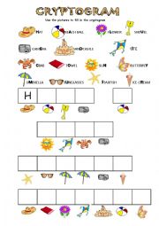 English Worksheet: Summer cryptogram