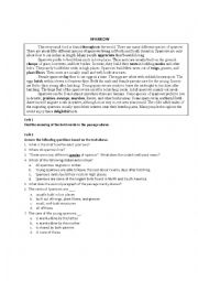 English Worksheet: reading comprehension