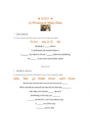 English Worksheet: Stay by Rihanna and Mikky Ekko