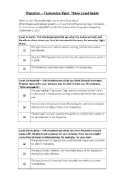 English Worksheet: Tasmanian Tiger 3 level guide