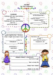English Worksheet: Song HO HEY by The Lumineers