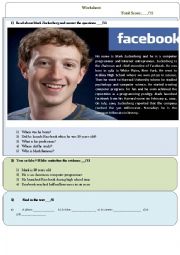 English Worksheet: Mark Zuckerberg