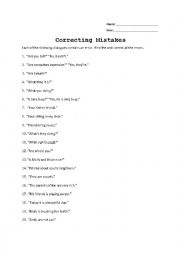 English Worksheet: Correcting Errors