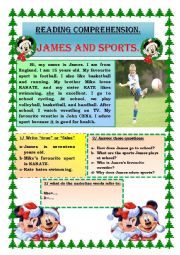 English Worksheet: comprehension about sports