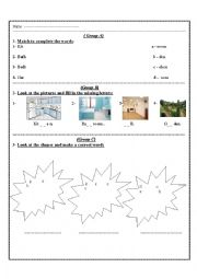 English Worksheet: Rooms in a house