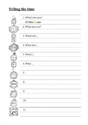 English Worksheet: Telling the time