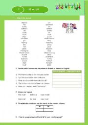 English Worksheet: British and American vocabulary