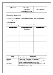 English Worksheet: voluntary work